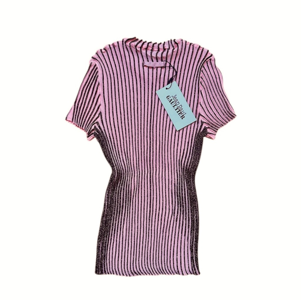 Jean Paul Gaultier Pink Metallic Female Body Trompe L’oeil Knit T-Shirt - Picture 5 of 10